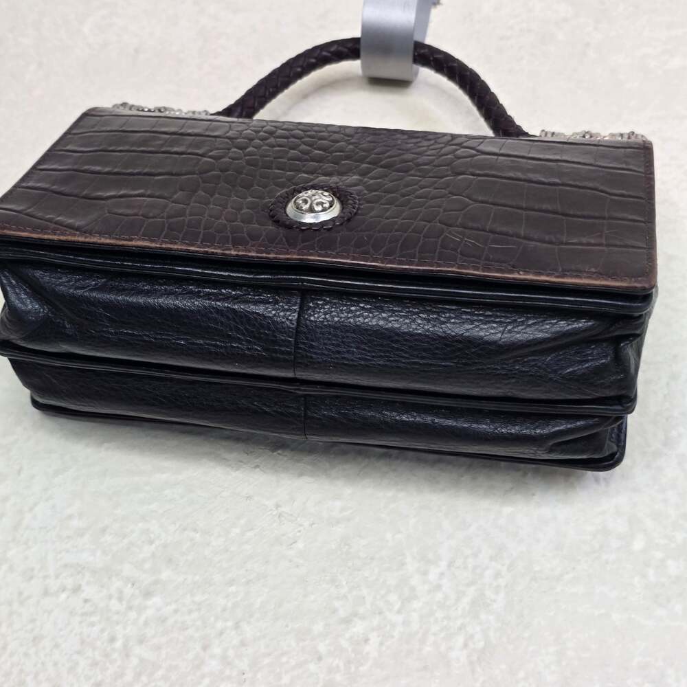 Brighton Vintage Croc-Embossed Leather Small Top Handle Clutch/Organizer Bag - Picture 7 of 8